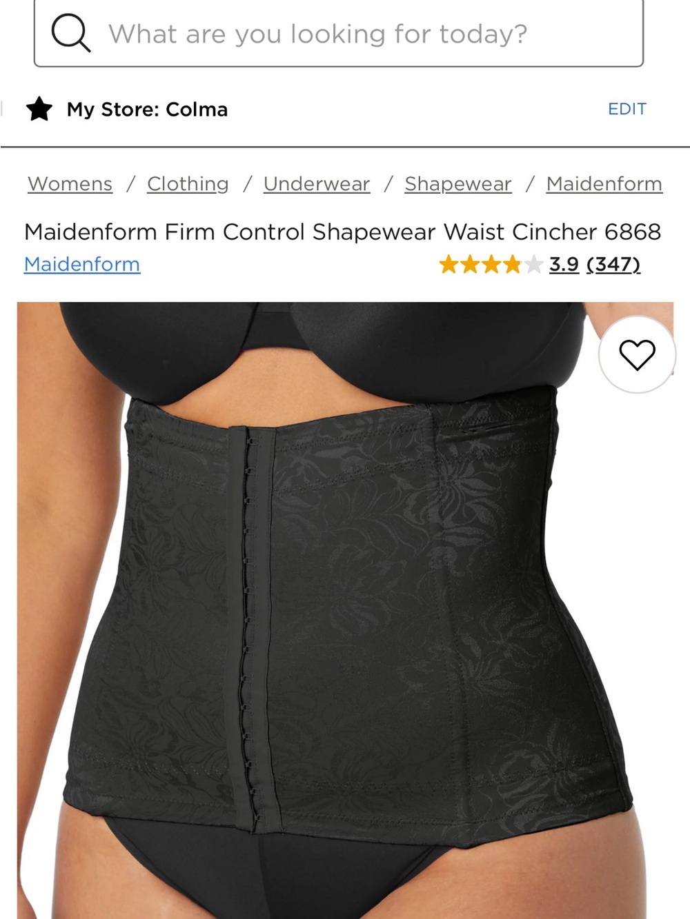 Maidenform Black Firm Control Waist  size small